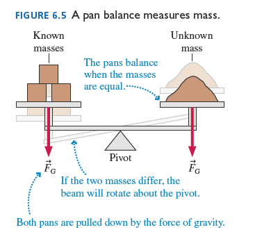 Pan balance measures mass
