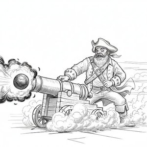 Cannon firing and recoiling