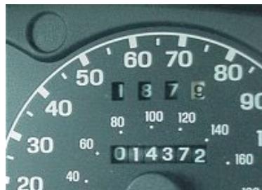 Car odometer illustrating distance traveled