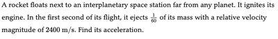 Rocket acceleration calculation example