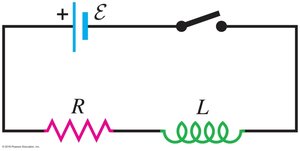 RL circuit diagram with battery, resistor, and inductor
