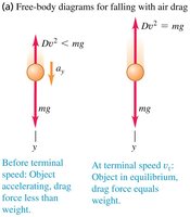 Free-body diagram for falling with air drag