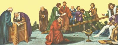 Historical depiction of Galileo's experiments with falling bodies