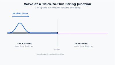 Wave at a thick-to-thin string junction