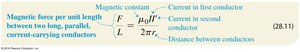 Equation for force per unit length between conductors