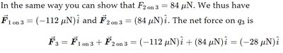 Calculation of forces using Coulomb's Law
