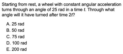 Multiple choice: angle turned after time 2t