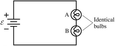 Series circuit with two identical bulbs