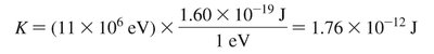 Kinetic energy conversion from eV to Joules