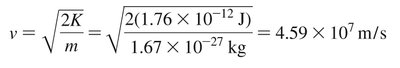 Calculation of proton speed from kinetic energy