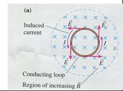 Induced electric field and current in a loop