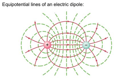 Equipotential lines of an electric dipole