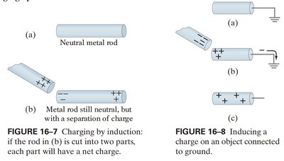 Charging by induction: charge separation in a metal rod