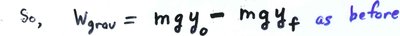 Equation for work done by gravity
