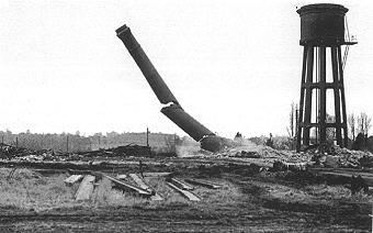 Toppling chimney breaking due to shear forces