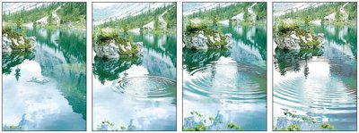 A sequence showing a disturbance in water creating circular wave fronts