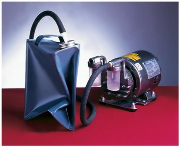 Vacuum pump and bag demonstrating pressure difference