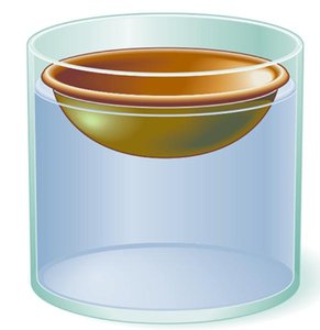 Clay bowl floating in water