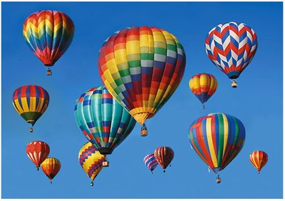 Hot air balloons floating due to buoyancy