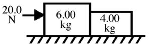 Two blocks in contact, 6.00 kg and 4.00 kg, pushed by a 20.0 N force