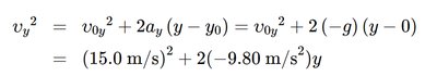 Kinematic equation relating velocity and position for free fall
