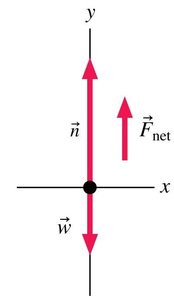 Free-body diagram showing normal force and weight in elevator