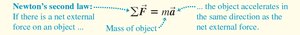 Newton's second law equation