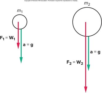 Objects with different masses have same gravitational acceleration
