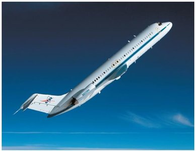 Airplane in parabolic flight for weightlessness