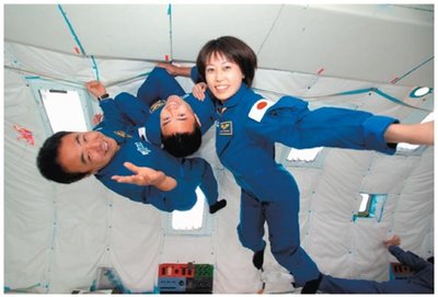 Astronauts experiencing weightlessness