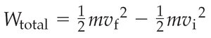 Work-energy theorem equation