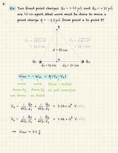 Work done moving a charge between two points