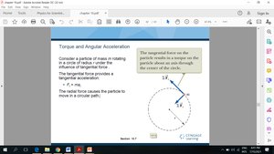Diagram of a mass rotating under a tangential force