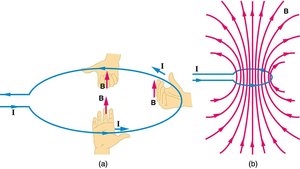 Right hand rule for a loop and field lines