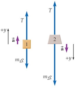 Free-body diagrams for pulley system