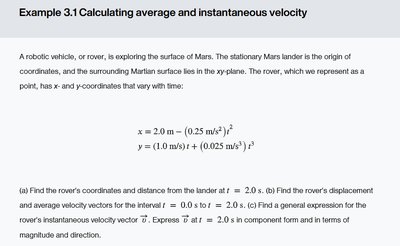 Example problem: Calculating average and instantaneous velocity