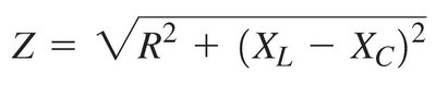 Impedance equation for L-R-C circuit
