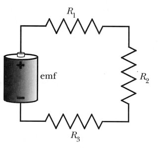 Series circuit with battery and resistors