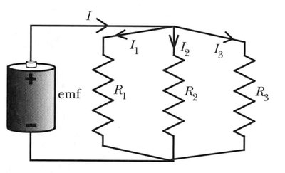 Parallel circuit with battery and resistors