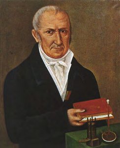 Portrait of Alessandro Volta, inventor of the voltaic pile