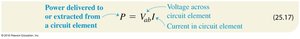 Power delivered to or extracted from a circuit element equation