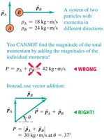 Vector addition of momenta for a system of particles.