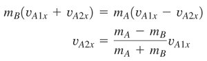 Equations for final velocities in a 1D elastic collision.
