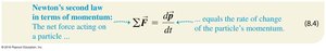 Newton’s second law in terms of momentum: The net force equals the rate of change of momentum.