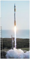 Rocket launch, illustrating changing mass and conservation of momentum.