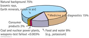 Pie chart of sources of environmental radiation