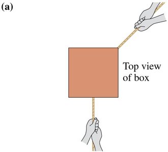 Two ropes pulling a box (top view)