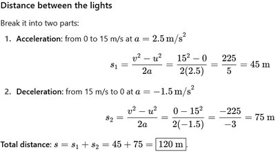 Worked example of distance with acceleration and deceleration