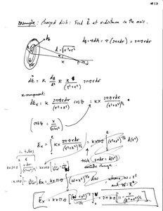 Charged disk and electric field calculation