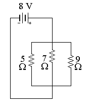 Parallel circuit example with three resistors